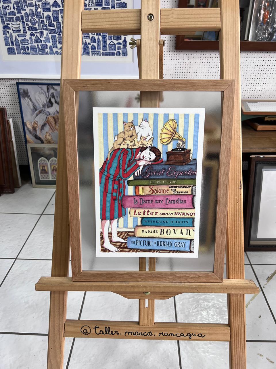 Lámina ilustración vintage enmarcada en marco a medida