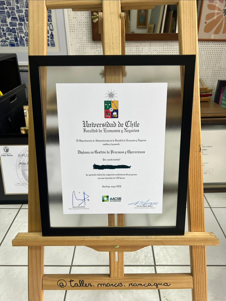 Diploma Universidad de Chile Gestión de Procesos enmarcado